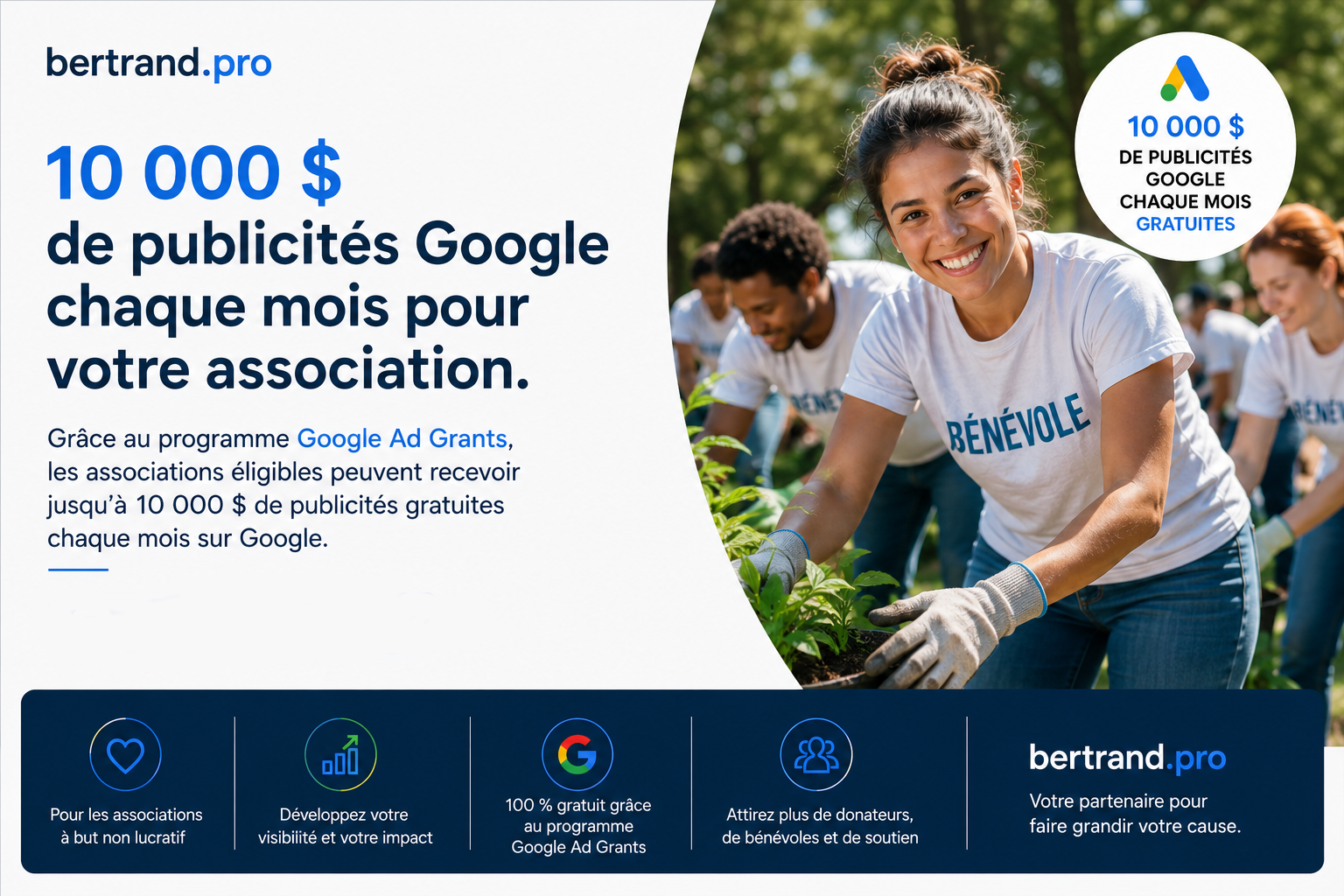 Participez au programme Ad Grants avec Bertrand.pro